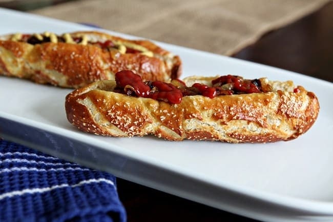 July 4th Food: Hot Dogs with Caramelized Onions on Homemade Pretzel Buns // The Speckled Palate
