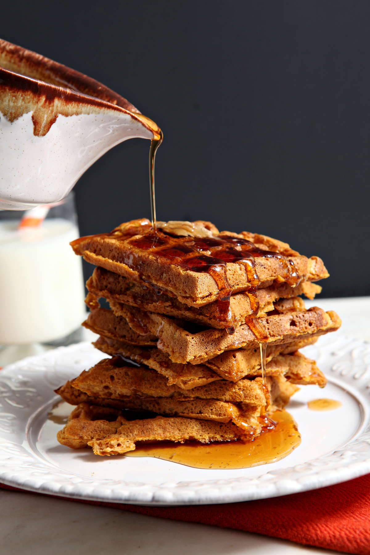 Pumpkin Waffles with Cinnamon Maple Syrup » The Speckled Palate