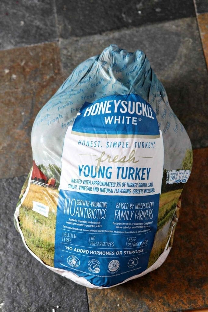 Prepare a showstopping entree for the holidays this year! Browned Butter Sage Turkey is a decadent twist on the classic roasted turkey. Brown butter in a pan with fresh sage, then slather a Honeysuckle White Fresh Whole Turkey with the sage browned butter. Bake until golden brown, and serve warm with homemade gravy and traditional sides! This turkey makes a flavorful entree for Thanksgiving or ANY holiday celebration! #ad #HonestSimpleTurkey