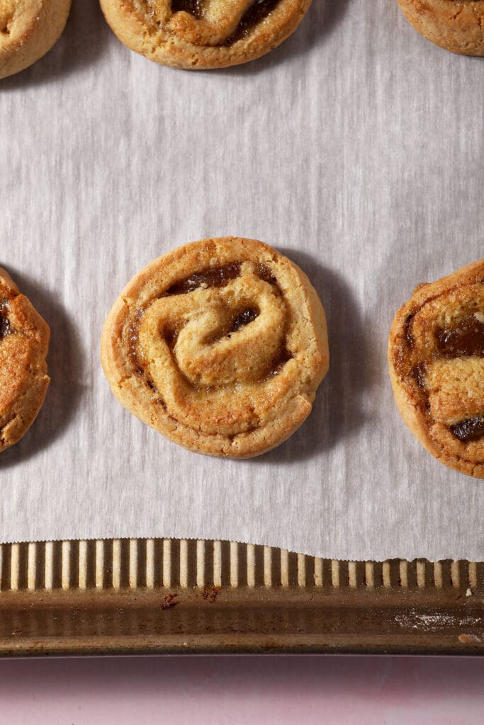 baked fig cookies on a sheet pan