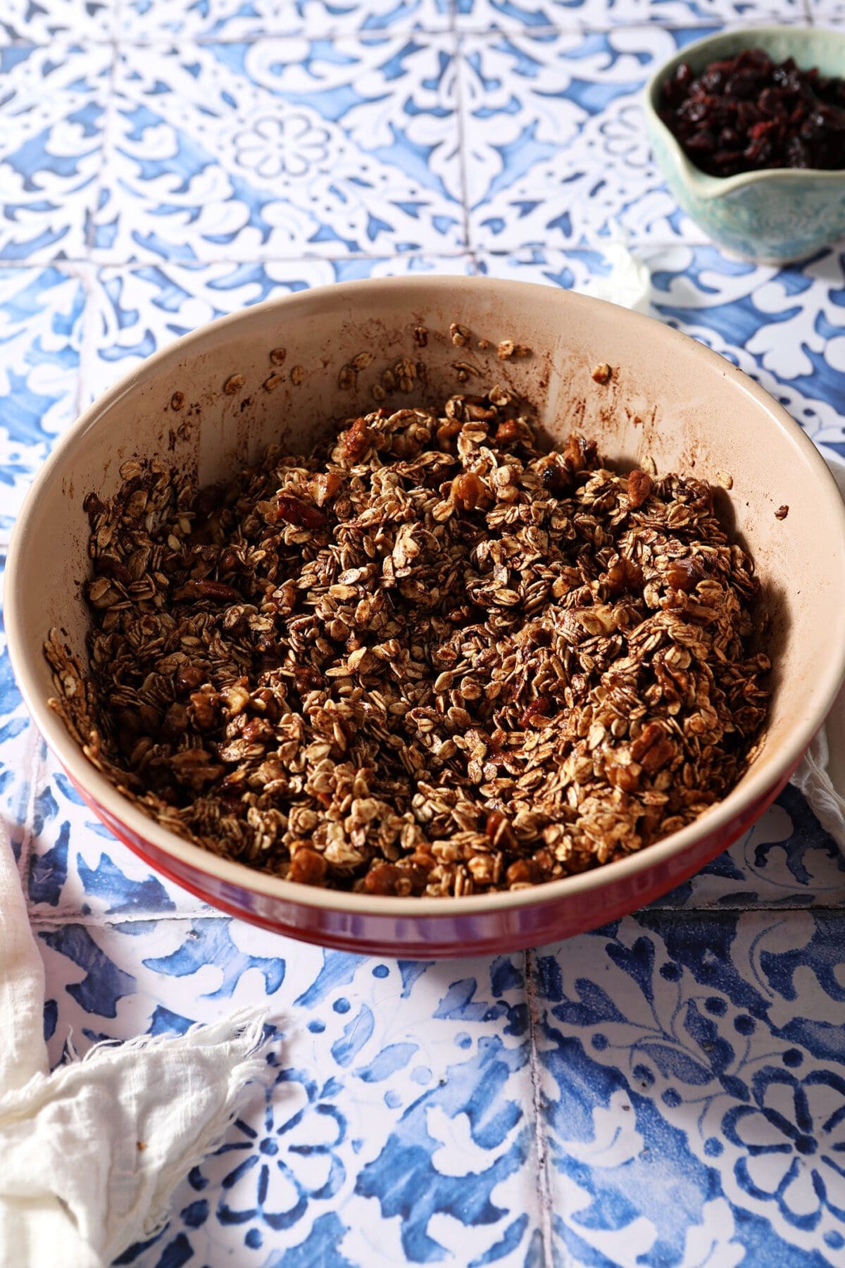 Wet granola in a bowl