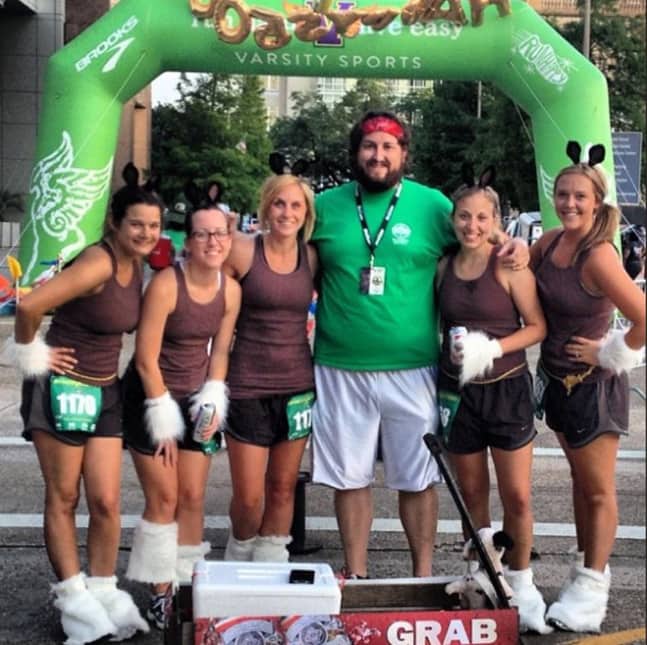 Hey, that's us with local blogger (and our driver) Jay DuCote, after crossing the finish line!