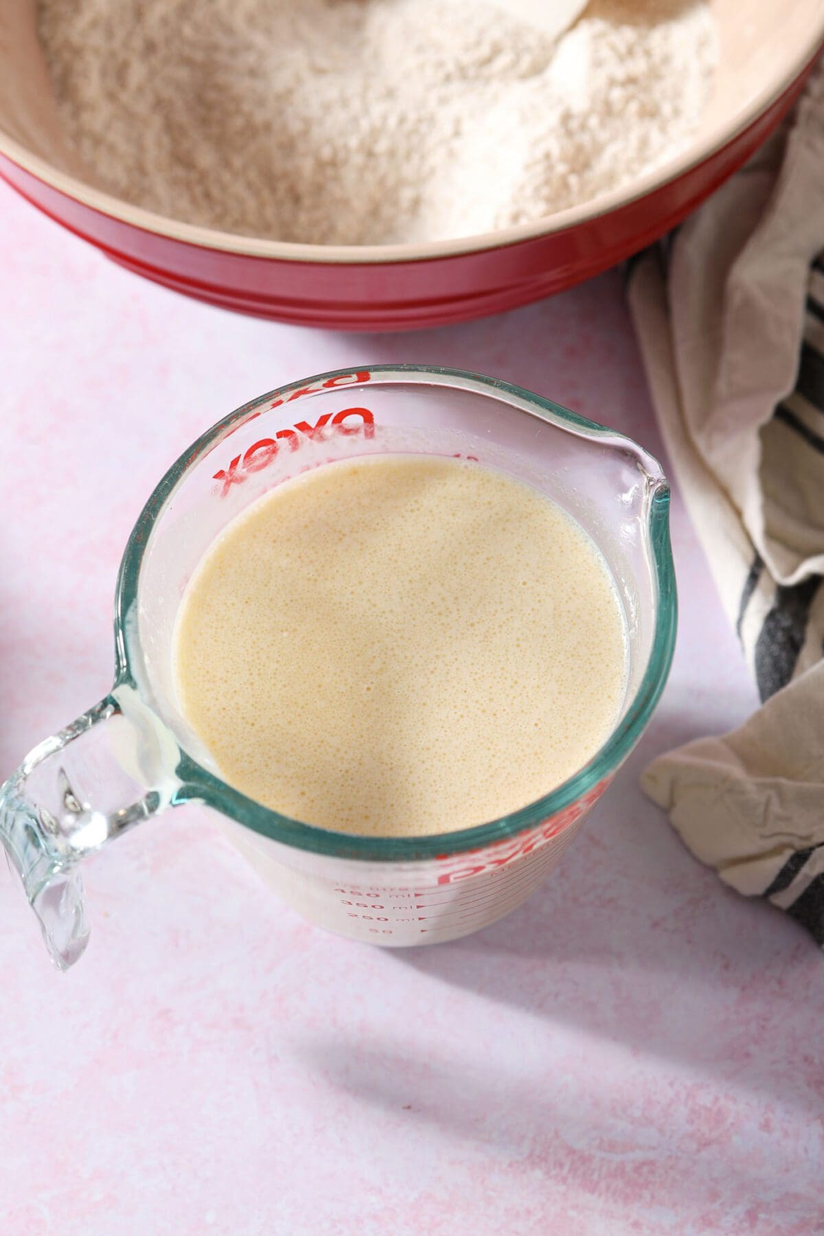 Wet ingredients in a liquid measuring cup