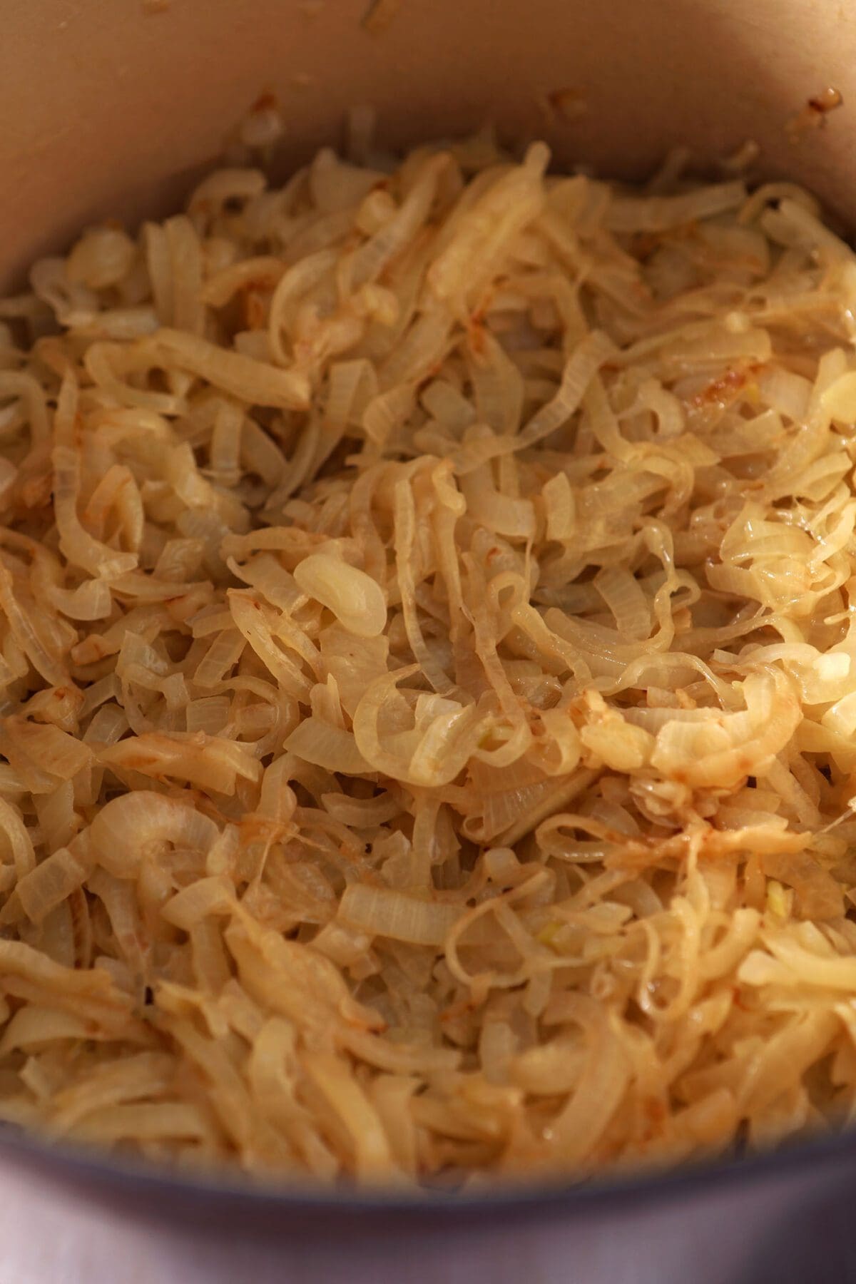 Onions cooking down in a Dutch oven