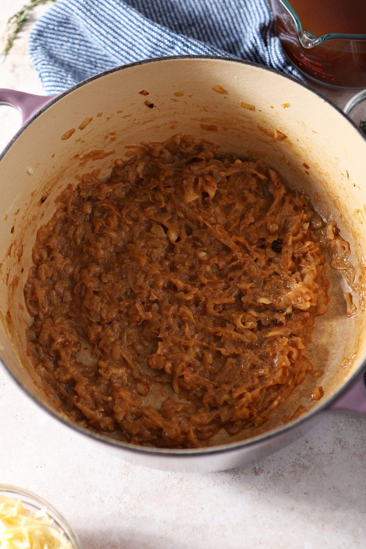 Caramelized onions in a deglazed Dutch oven