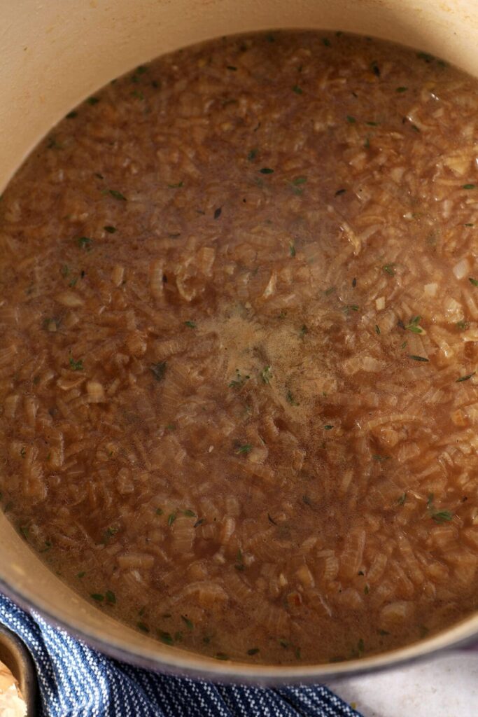 French Onion Soup in a Dutch oven