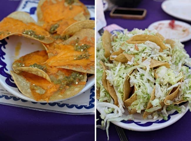 Collage of two images of plates of food  