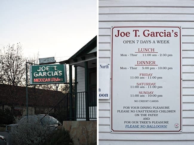 Collage of two images of a restaurant sign 