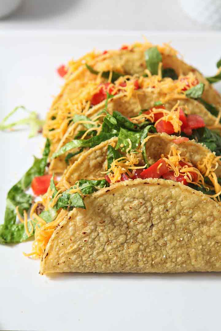 Close up of Classic Ground Beef Tacos served on a platter