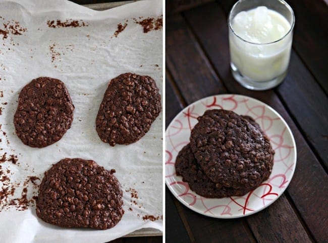 almond butter brownie cookies on parchment paper