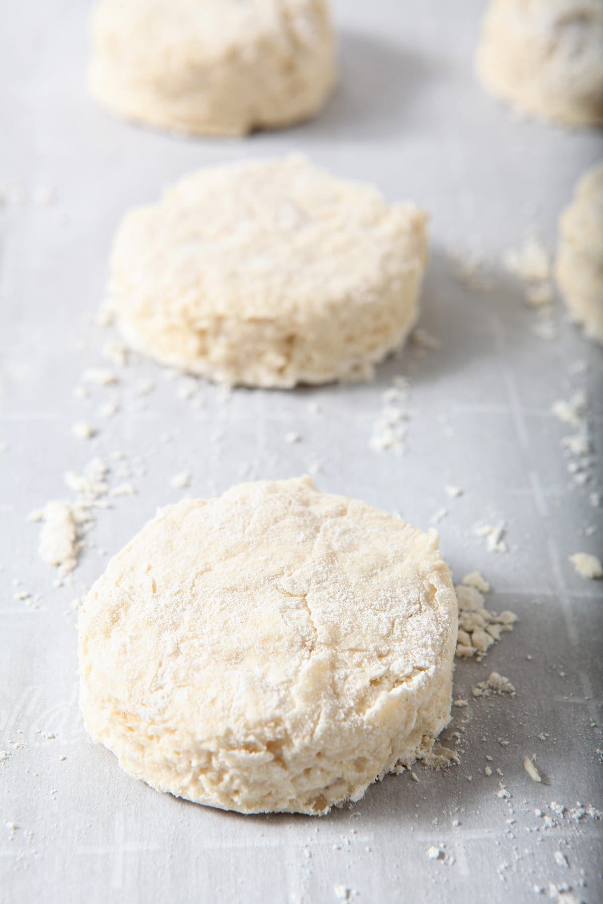 Vegan biscuits on a baking sheet before baking