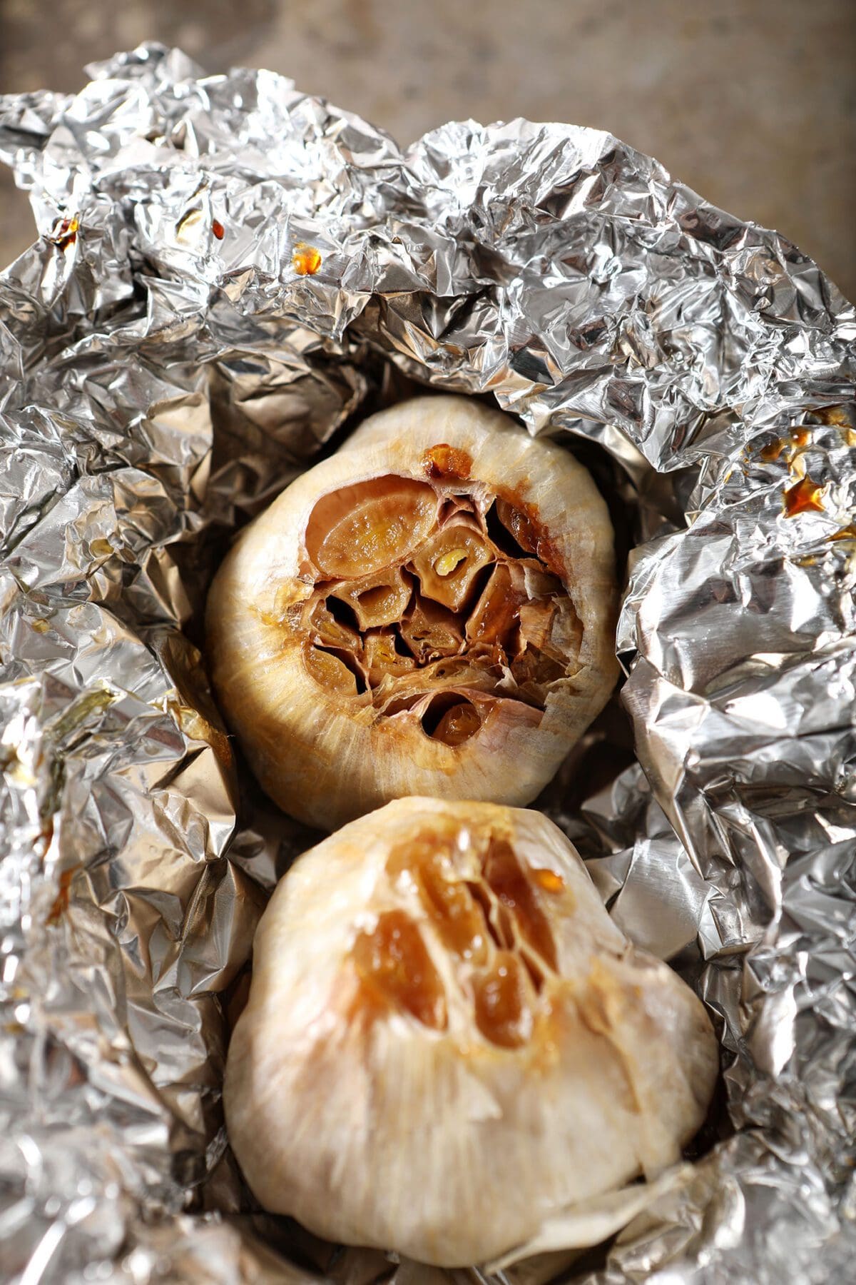 Garlic after roasting in foil