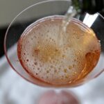 Champagne pouring into a glass