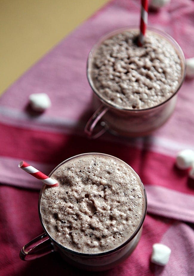 Cool down this winter with homemade Iced Cocoa. The drink is sweet and perfect to split with a sweetheart, especially while you are bundled up!