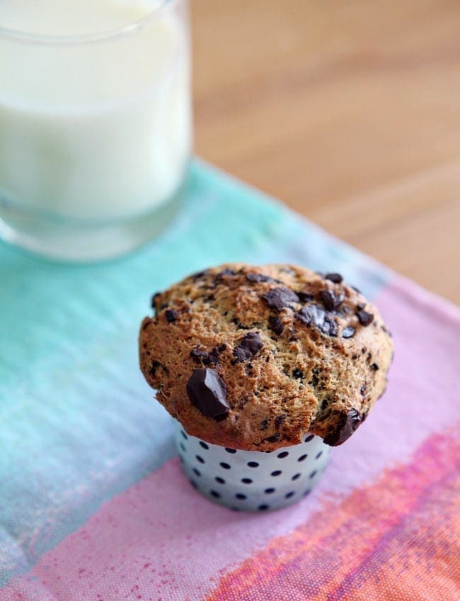 These delicious and decadent Dark Chocolate Chunk Muffins are dairy free! They're perfect for a weekend get-together.