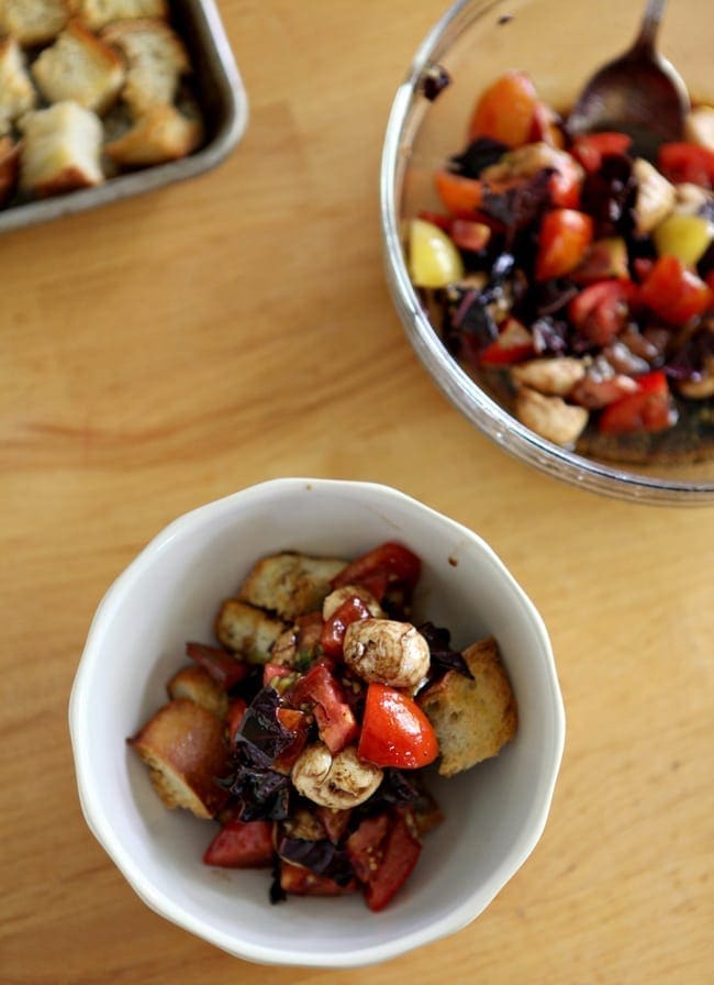 Angled close up of salad in bowls 