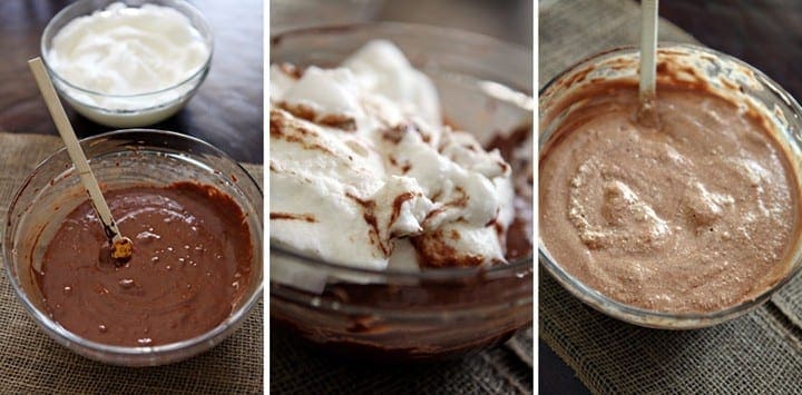 Collage of images with batter in a glass bowl 