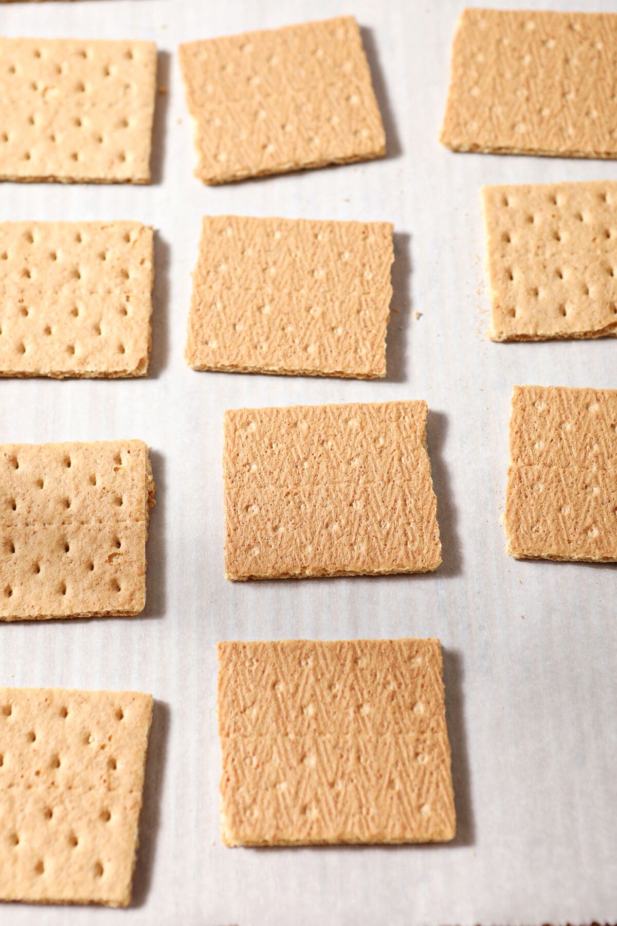 Graham crackers on a sheet pan