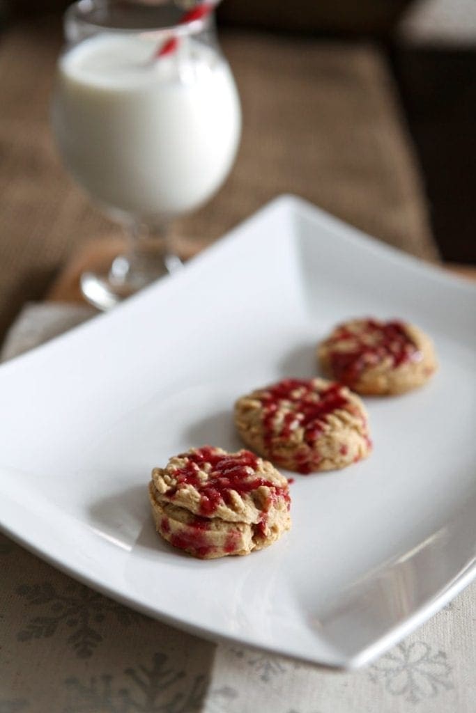 Peanut Butter Shortbread Cookies with Raspberry-Orange Glaze