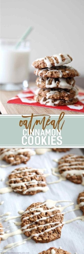 Oatmeal Cinnamon cookies drizzled with maple cream cheese glaze 