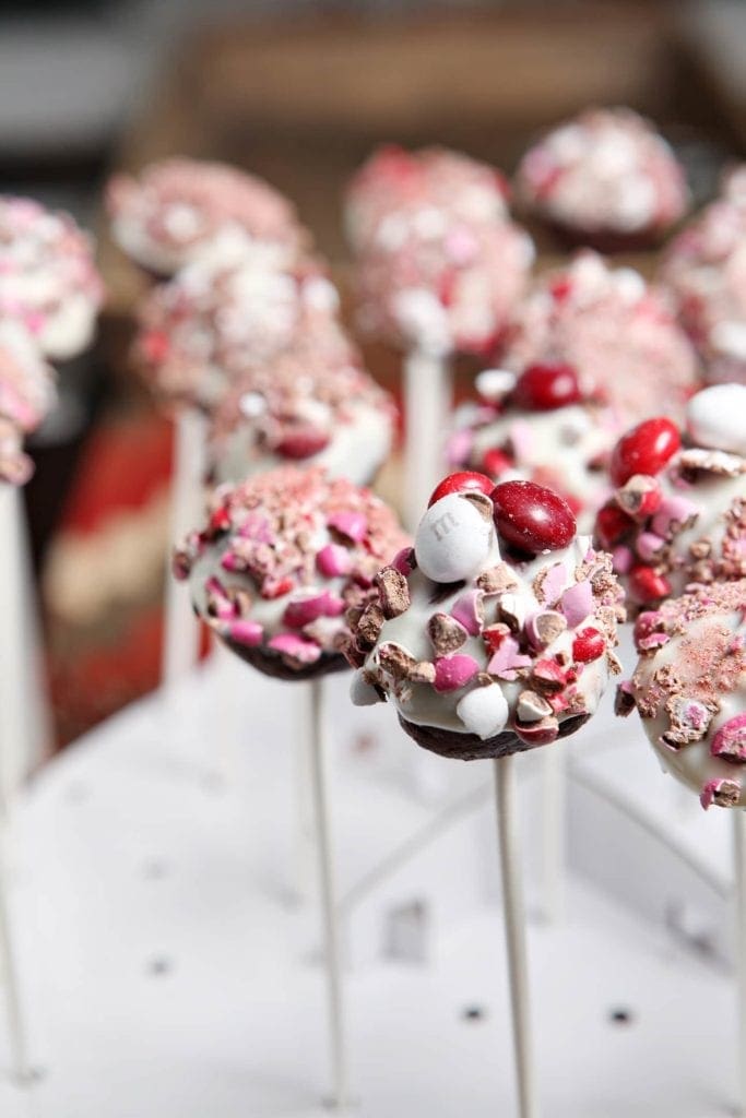 Candy covered brownie pops on sticks