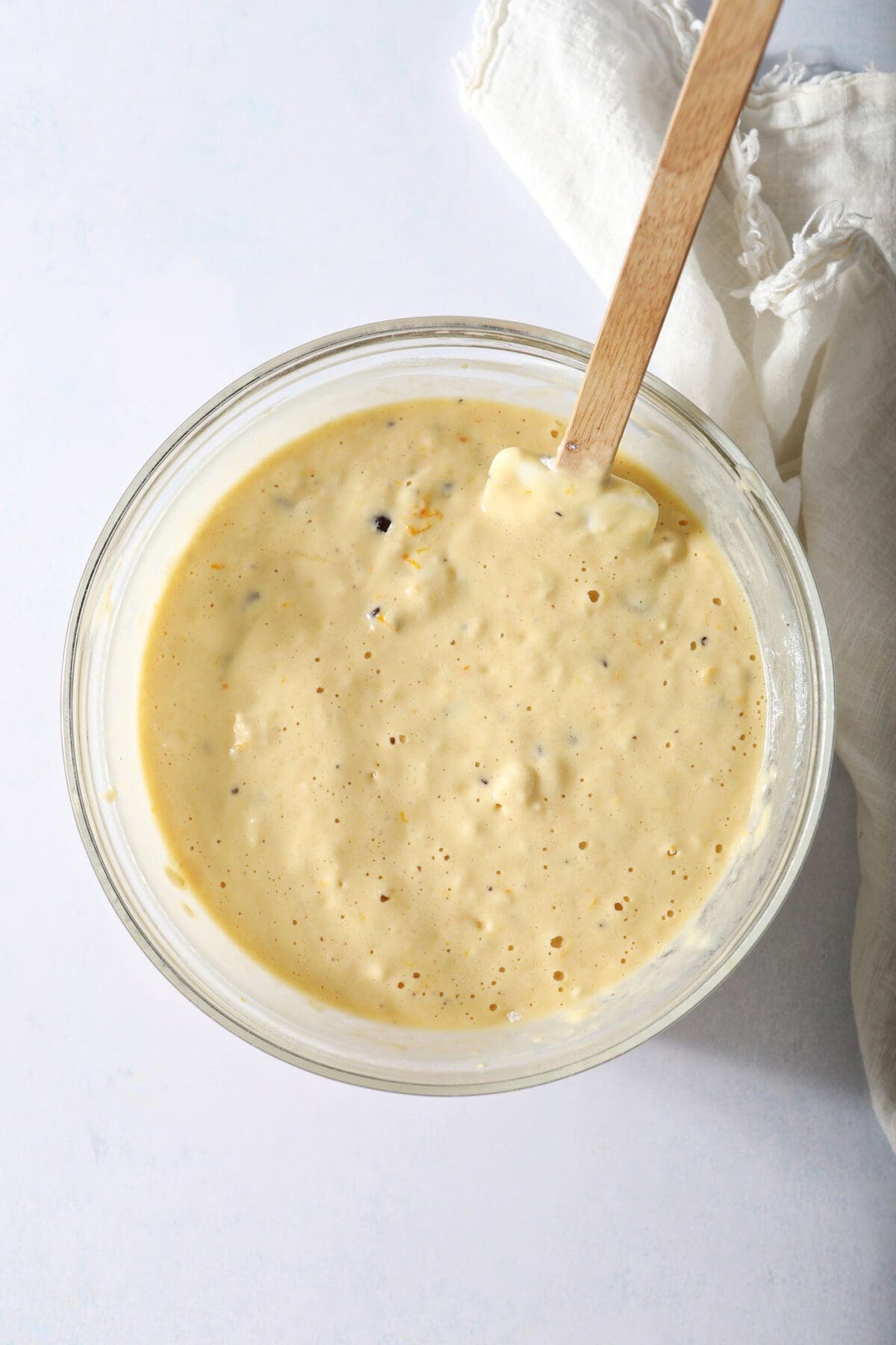 Orange pancake batter after mixing