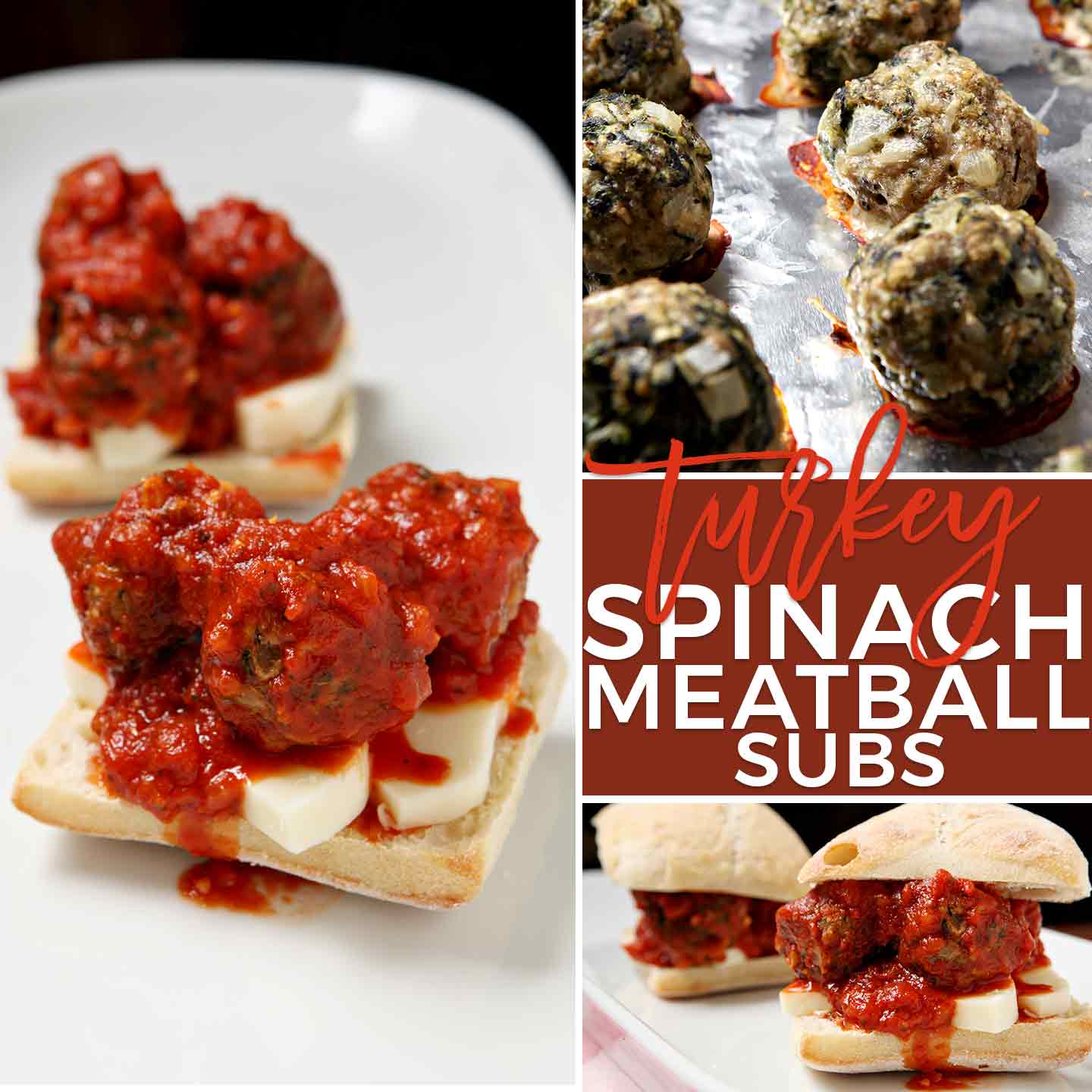 Satisfy a Meatball Sub craving with this healthier Turkey Spinach Meatball Sub. Flavorful and swimming in marinara sauce, it's hard not to love this simple and delicious sandwich.