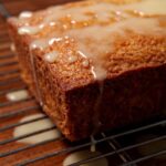 angle loaf of bread with glaze