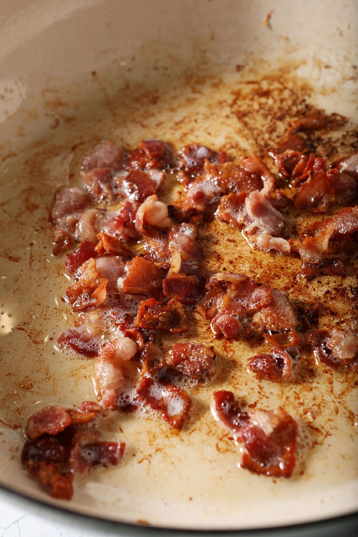 Crispy bacon in a pan