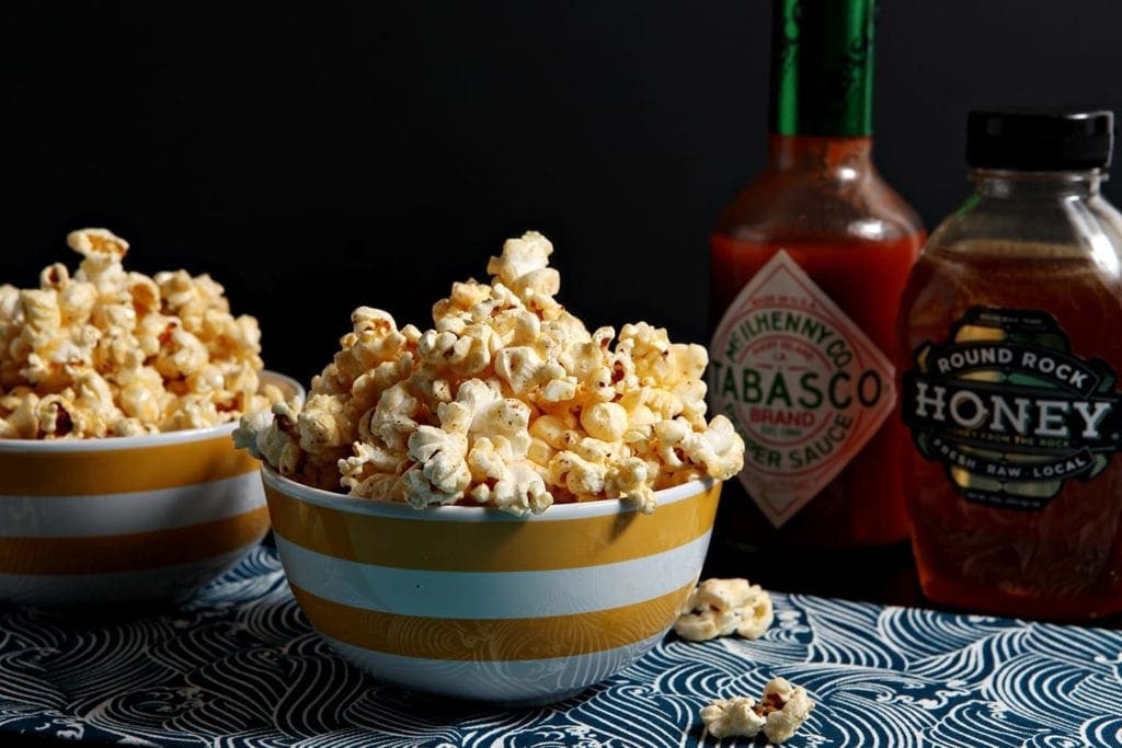 close up bowl of popcorn