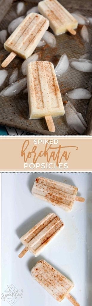 Cool down on a hot summer's day with Spiced Rum Horchata Pops! Dairy free and refined sugar free, these popsicles make the perfect adult dessert. #popsicle #boozypop