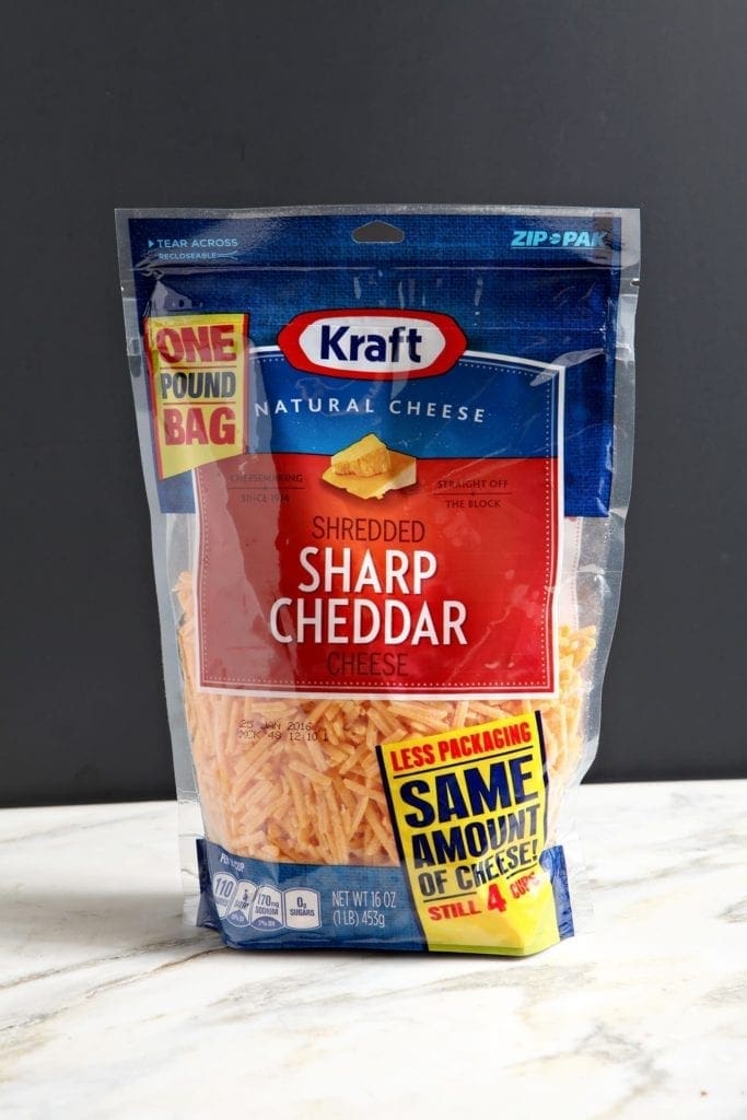 Package of sharp cheddar cheese