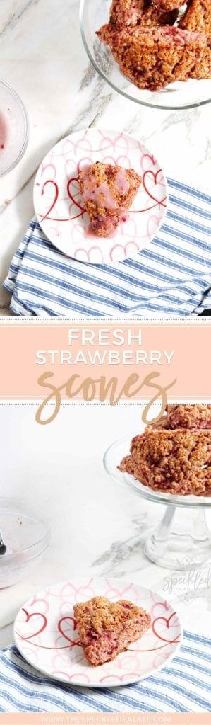 Pinterest collage of two images of Strawberry Scones