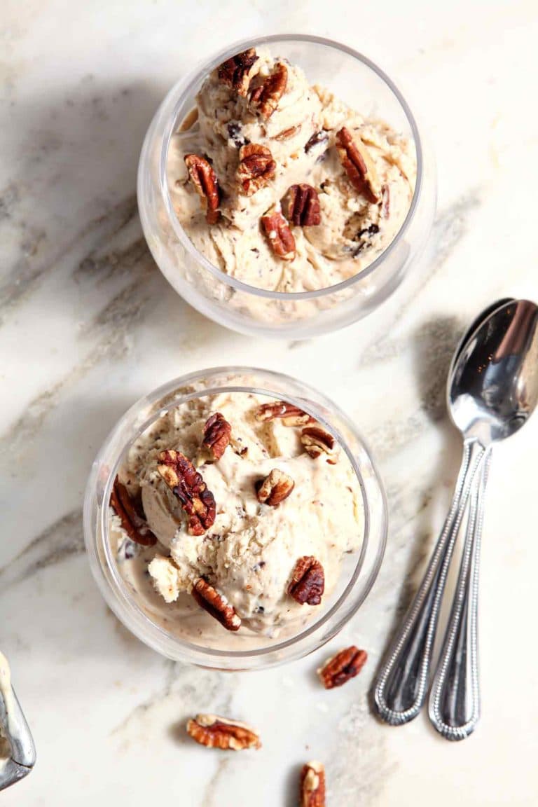 No Churn Peanut Butter Ice Cream with Pecans and Chocolate Chips