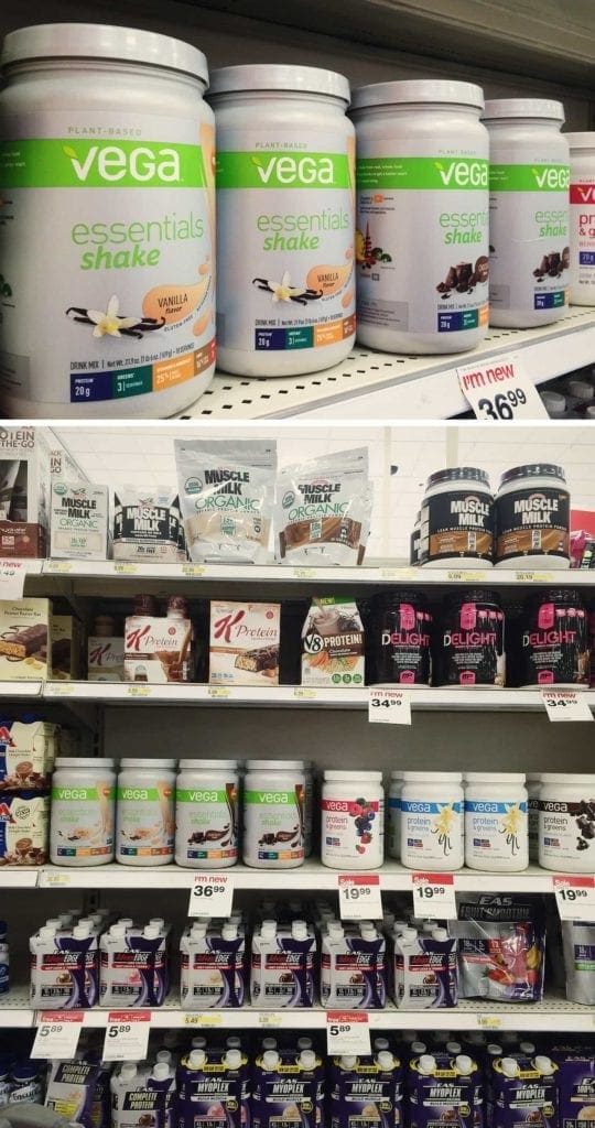 Shake and smoothie aisle in grocery store 