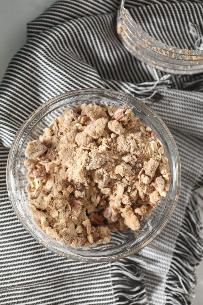 The blended streusel topping in a bowl