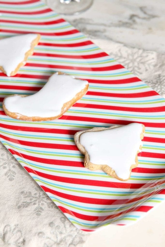 Sweet potato sugar cookies on christmas platter 