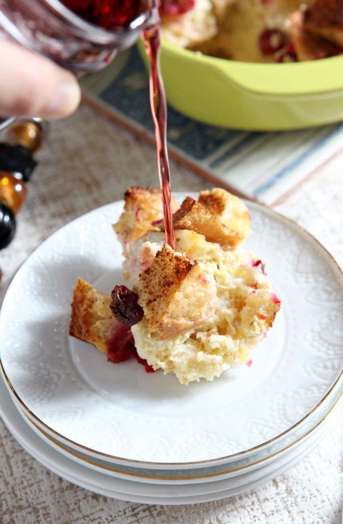 A plate of cranberry overnight french toast 