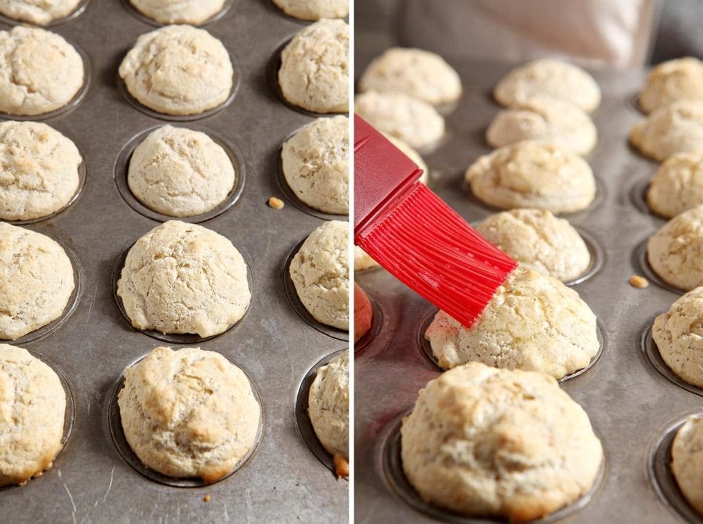 A close up of bread baked in muffin pan