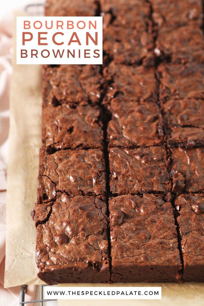 Chocolate Chip Brownies with Bourbon and Pecans are a unique dessert! Dark chocolate and pecan-filled brownies are gooey, dense and wonderful for sharing.