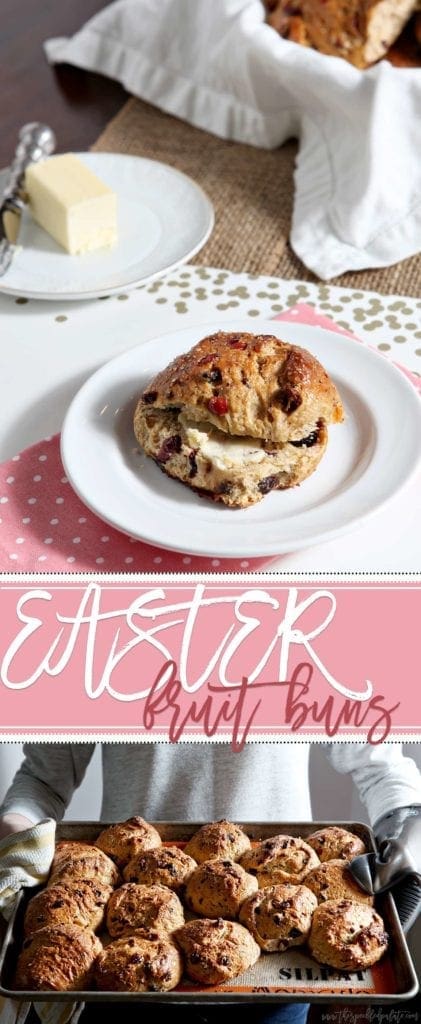 Bake Easter Fruit Buns to celebrate Holy Week this year. These buns are full of currants, raisins, apricots and cranberries and make a sweet Easter breakfast accompaniment.