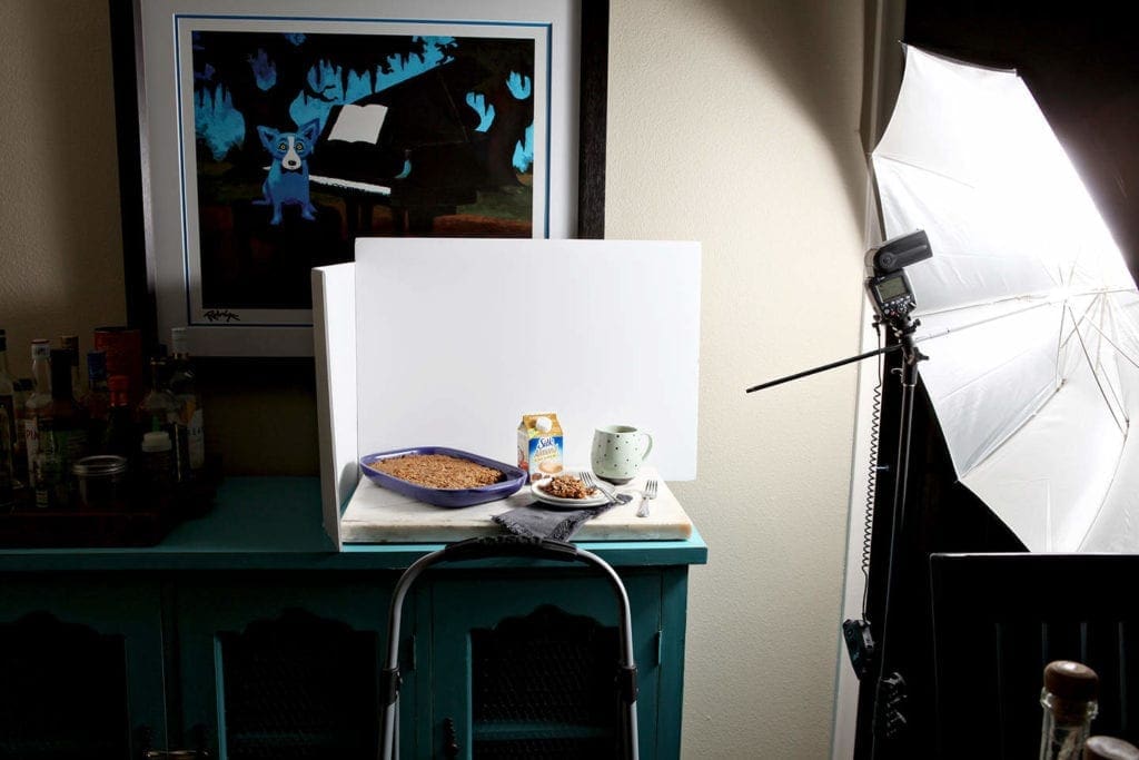 Items staged on table for photo shoot 