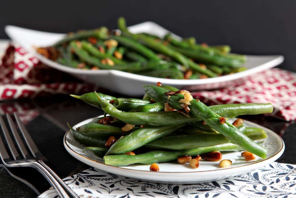 Toasted Pine Nut Green Beans Vegan Green Bean Side Dish