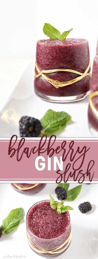 Cool off with a Blackberry Gin Slush this summer! This cocktail mixes frozen blackberries with ginger ale, mint and gin and makes a delightful, chilled creation that's hard to stop sipping.