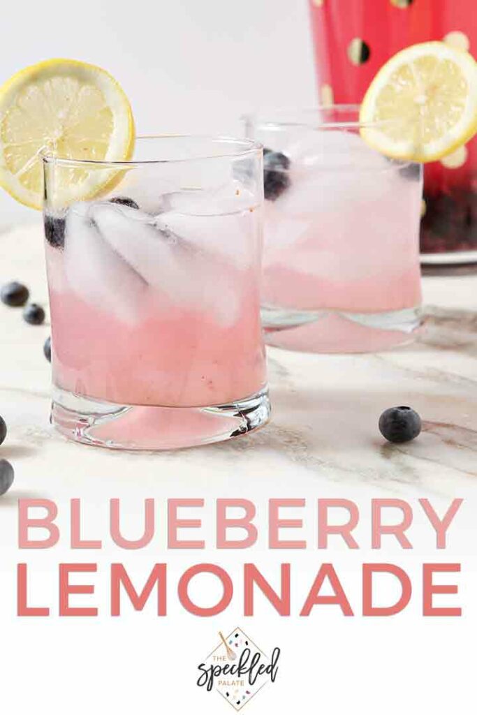 Two glasses of Blueberry Lemonade, with Pinterest text