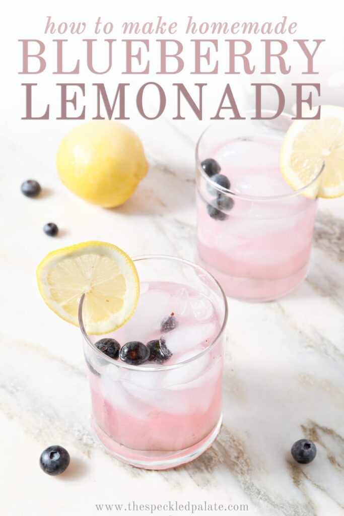 Two glasses of Blueberry Lemonade, with Pinterest text