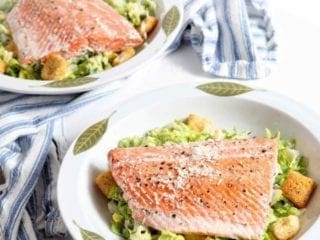 Oven Poached Salmon Caesar Salads