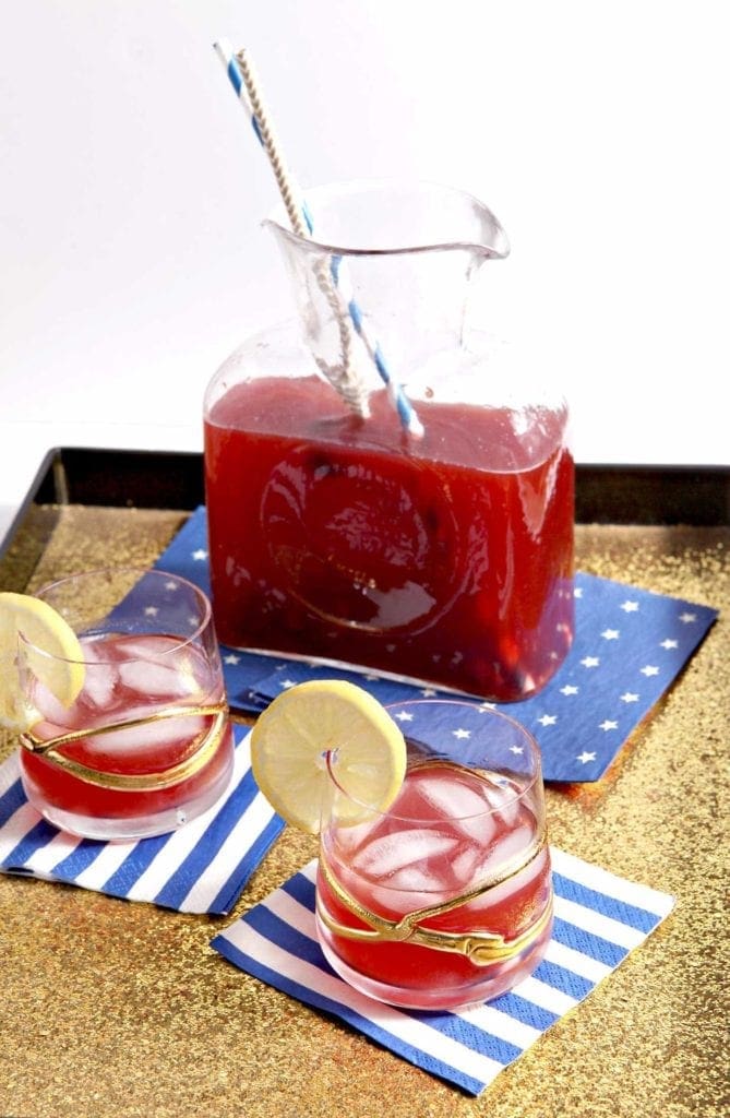 Two glasses and pitcher of Cherry Lemon Tea 