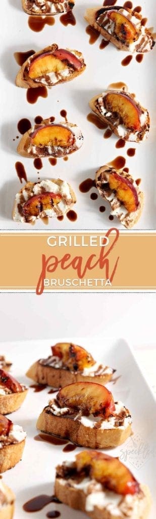 Grilled Peach Bruschetta is a perfect sweet appetizer or dessert for the summertime. Fire up the grill to make this delicious recipe this summer!