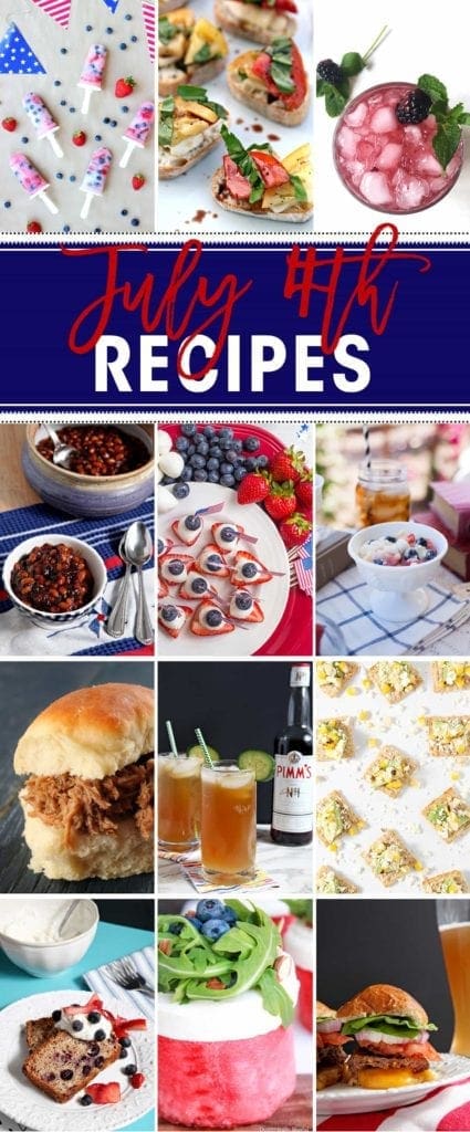 Collage of July 4th food and drink recipes 